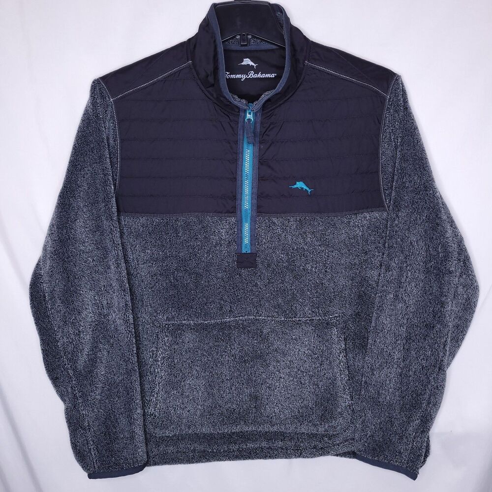 Tommy Bahama Cascade Cozy Jacket Mens Large Gray Sherpa 1/4 Zip
